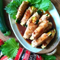 香ばしにんにく醤とオイスター味のズッキーニの肉巻き|fumfumさん