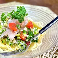 美味しい出汁で和風冷製パスタ