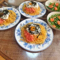 今日は、私の誕生日なので、パパがたらこでたらこパスタ作ってくれました〜🎶🥰